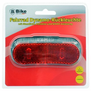 Fahrrad Dynamo-Rückleuchte mit Standlicht, Reflektor und StVZO-Zulassung (5 CANDELA)