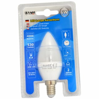 LED Lampe E-14 Kerzenform 6 Watt - neutralweiß (4000 K)