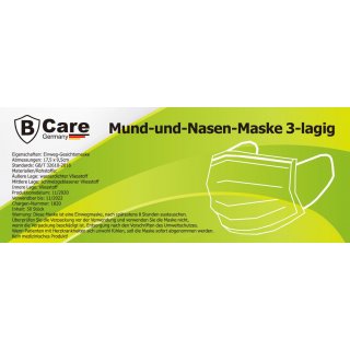 Mund-und-Nasen-Maske / Hygienemaske 3-lagig blau (TÜV Rheinland)
