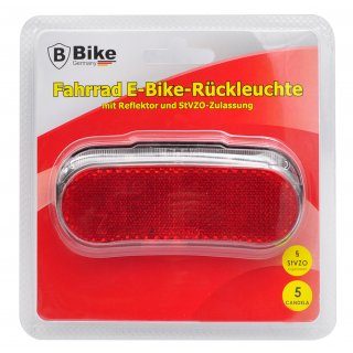 Fahrrad E-Bike Dynamo-Rückleuchte mit Standlicht, Reflektor und StVZO-Zulassung (5 CANDELA)