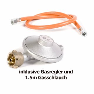 Gaskocher TRIO mit Anschluss-Schlauch und Druckminderer