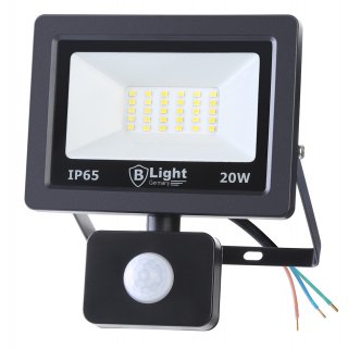 LED Strahler/Fluter mit Bewegungsmelder 20 Watt  - IP65 - kaltweiß (6500 K)